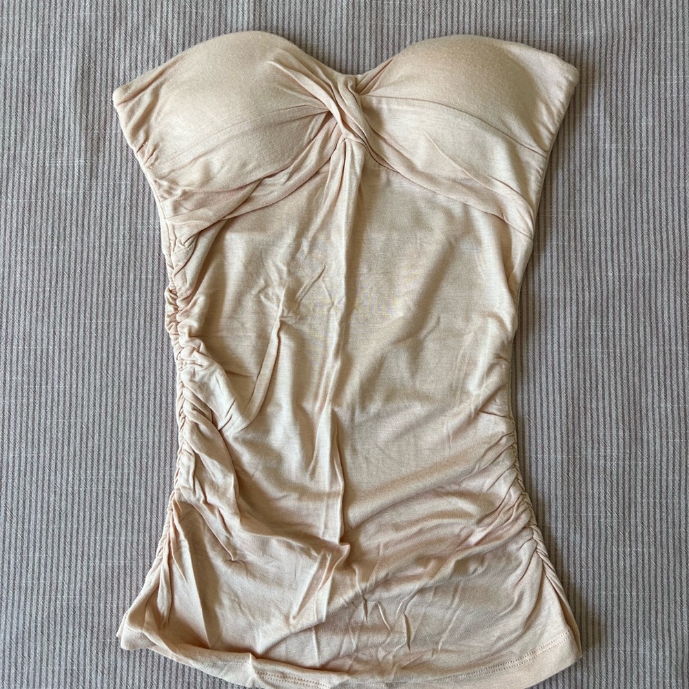 Dusty Pink Strapless Runched Top